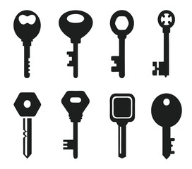 Keys silhouette collection. Key icon
