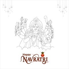 Happy Navratri festival celebration poster or banner design, illustration of Goddess Durga Maa