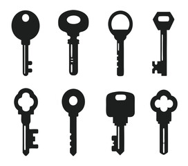 Keys silhouette collection. Key icon