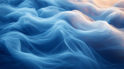 Fototapeta premium Abstract waves of blue and white fabric in motion