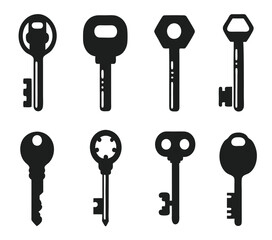 Keys silhouette collection. Key icon