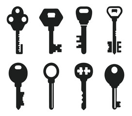 Keys silhouette collection. Key icon
