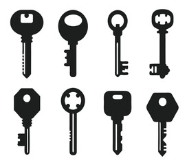 Keys silhouette collection. Key icon