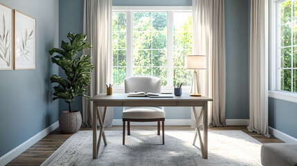 Fototapeta premium A minimalist home office with desk