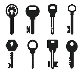 Keys silhouette collection. Key icon