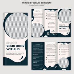Gym And Fetness Vector Tri Fold Professional Brochure Template