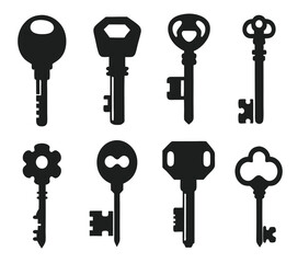Keys silhouette collection. Key icon