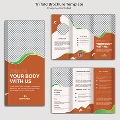 Gym And Fetness Vector Tri Fold Professional Brochure Template