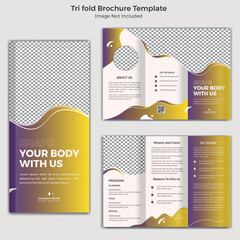 Gym And Fetness Vector Tri Fold Professional Brochure Template