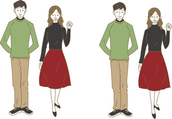 若い男女のイラストセット