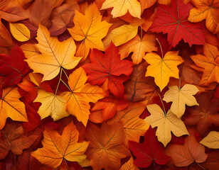  Autumn leaves background, filled with warm fall colors like orange, red, and yellow. _1(106)