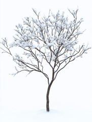 zaśnieżone drzewo zimowe na białym tle