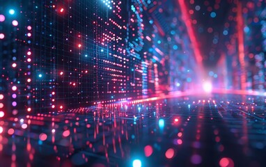 Obraz premium Ethereal Holographic 3D Music Nodes Dancing in a Futuristic Setting, Illuminated by Soft Light