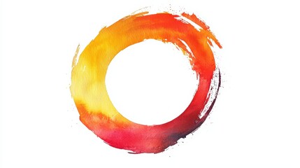 A vibrant circular watercolor design featuring warm hues of orange, yellow, and red, perfect for artistic projects and backgrounds.