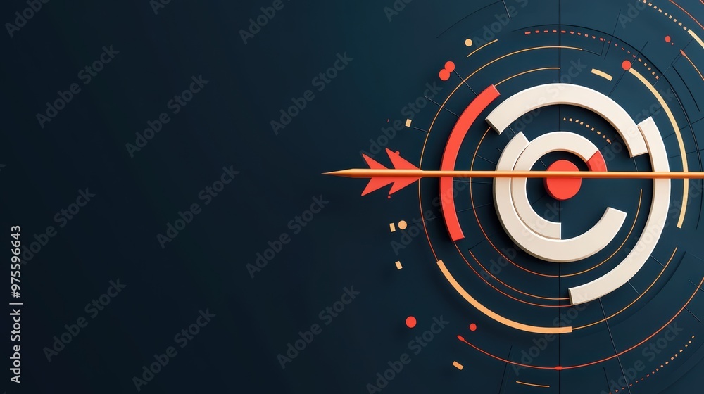Poster a circular arrow with a bold arrowhead, highlighting a specific direction within a cycle, on a dark 