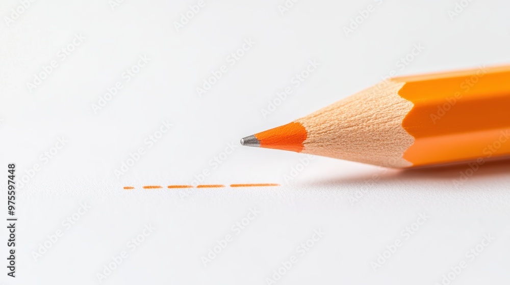 Poster a dashed arrow pointing towards a specific area of interest, highlighting a focus point, on a clean 
