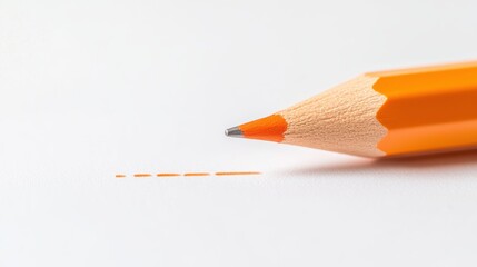 A dashed arrow pointing towards a specific area of interest, highlighting a focus point, on a clean white background.