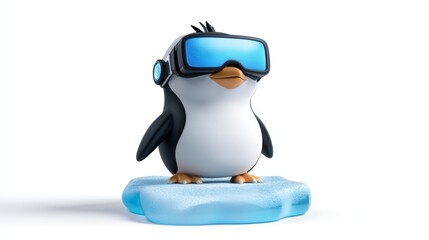 Obraz premium Penguin Wearing VR Headset on Ice Floe