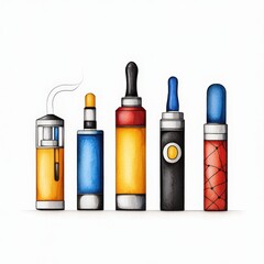 A colorful collection of vape devices showcasing various designs and features, perfect for digital art and lifestyle themes.