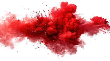 Red color explosion on transparent background
