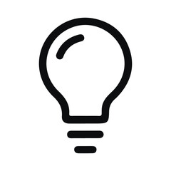 A set of light bulb icon on white background. Idea symbol. Electric lamp, light, innovation, solution, creative thinking, electricity. Outline, flat and colored style. Flat design