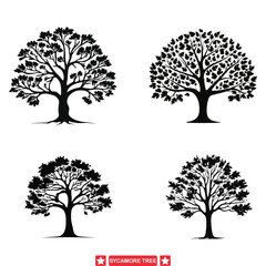 Sycamore Shadows  Intriguing Vector Silhouette Set for Creatives