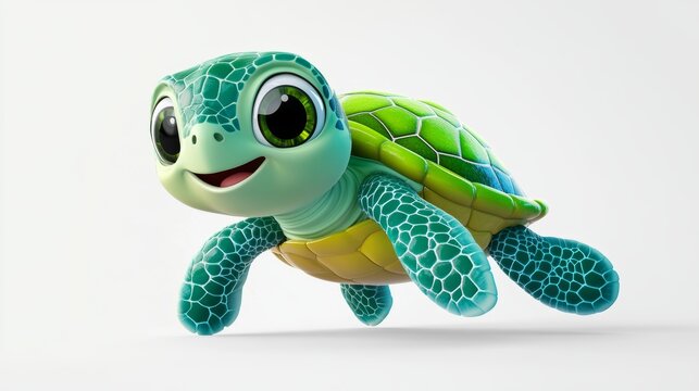 Cute Cartoon Sea Turtle Illustration