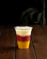 three layers of smoothie  