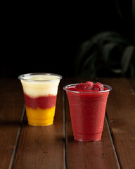 strawberry smoothie in glass