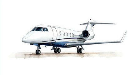 A sleek and modern private jet, perfect for luxury travel and business trips. Highlighting elegance and efficiency in aviation design.