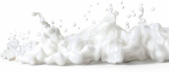 A lively splash of white foam and bubbles against a pure white backdrop, capturing movement and purity in a minimalist fashion.