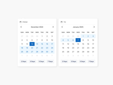 Calendar Date Picker UI Design Component Template