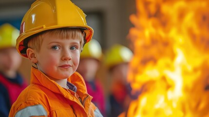 Fire safety education in schools, teaching children the importance of fire prevention and emergency response.