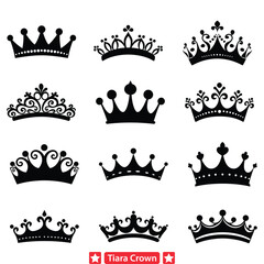 Enchanting Tiara Crown Vector Set  Exquisite Designs for Fairytale Themes