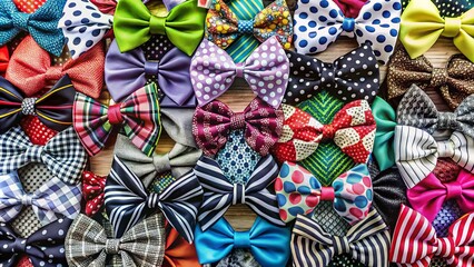 Fototapeta premium Breathtakingly beautiful bow designs blend shapes, patterns, and textures in harmonious combination of black and white, and technicolor hues.