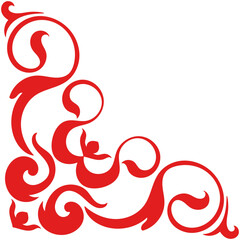 Baroque style red vintage pattern corners for decorating paper edges, book covers.