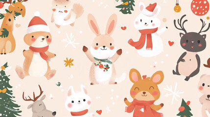 Cute Christmas Animals Pattern