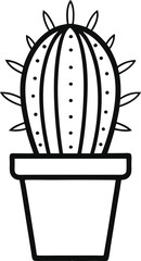 Cactus in a pot line art vector illustration