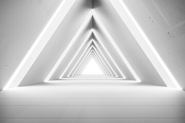 Obraz premium futuristic concrete triangle background, space for product, showroom, 3d render