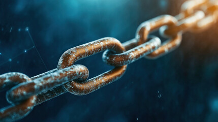 The image highlights blockchain role in enhancing data security and fraud prevention in modern business.