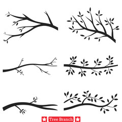 Woodland Harmony  Artistic Tree Branch Silhouettes Bundle