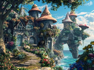 Fototapeta premium Enchanting Fantasy Cottage on