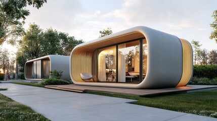 3D printing technology for homes, constructing eco-friendly, affordable housing solutions using advanced additive manufacturing.