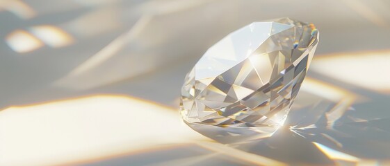 A brilliant, multifaceted diamond sparkles under focused light, showcasing intricate patterns and exceptional craftsmanship, epitomizing luxury.