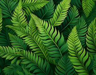  Green fern leaf texture, creating a natural, tropical pattern for a vibrant background._1(507)