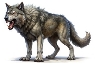 "A massive predator, the dire wolf was approximately 5-6 feet in length, weighing around 80-100 pounds, with a powerful build and sharp teeth."