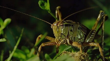 Cricket at night close up