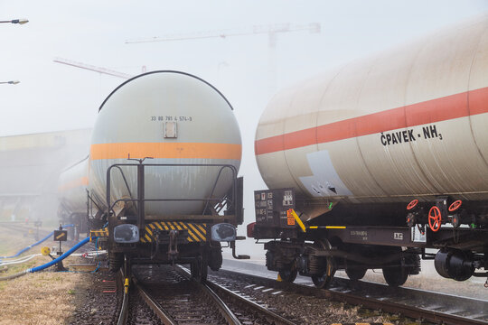 Tactical exercise of IRS units in chemical plant Lovochemie - ammonia leak simulation from railway tank car