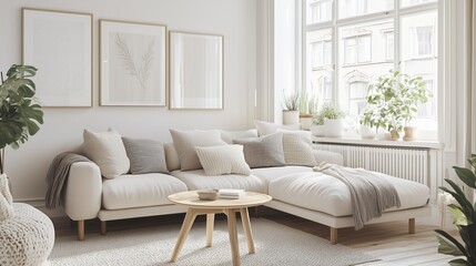 Cozy Scandinavian-Style Living Room with Soft Neutrals