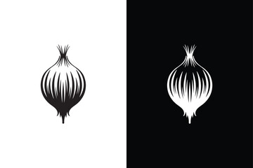 Stripped Back Onion, Black And White Vector Style.